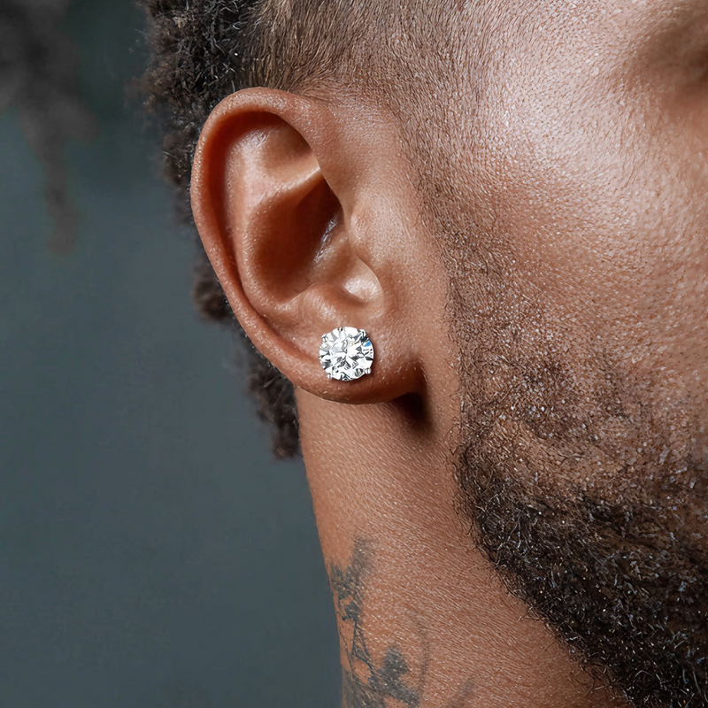 Sterling Silver Diamond Stud Earrings for