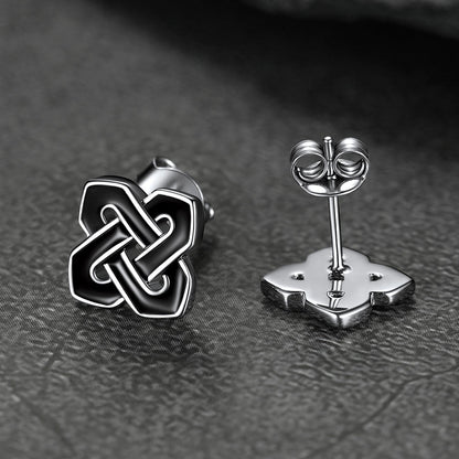 Flash Black Celtic Knot Stud Earrings for in Silver