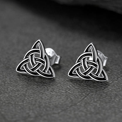 Flash S925 Black Celtic Knot Stud Earrings for