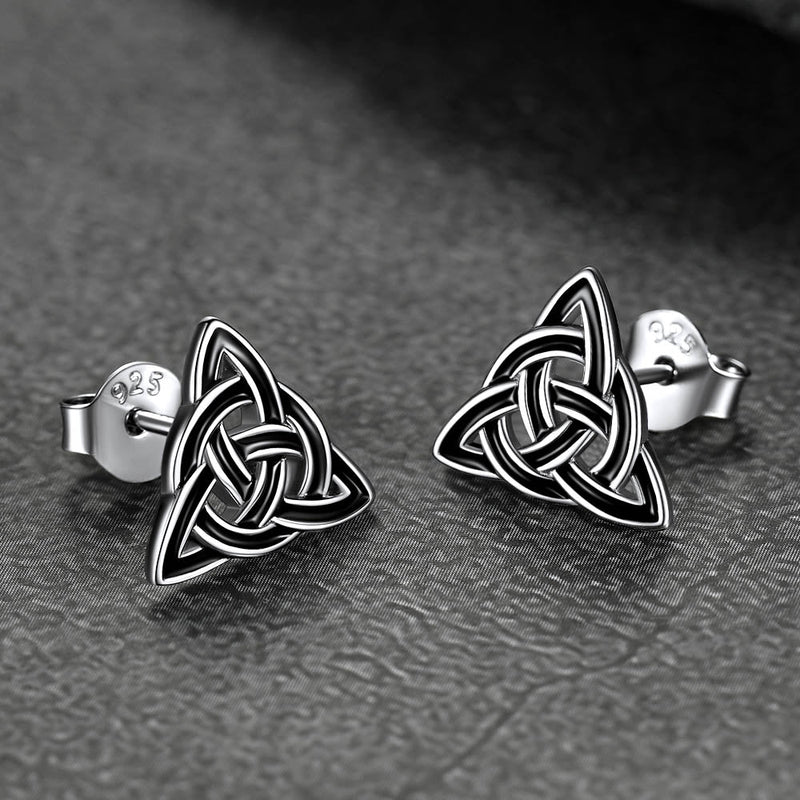Flash S925 Black Celtic Knot Stud Earrings for