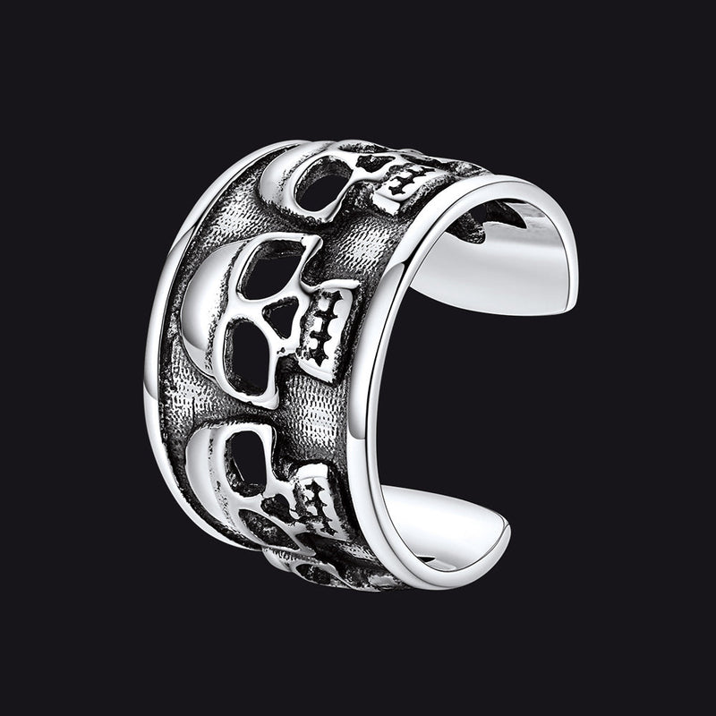 Sterling Silver Skull Ear Cuff Earrings Non-piercing for
