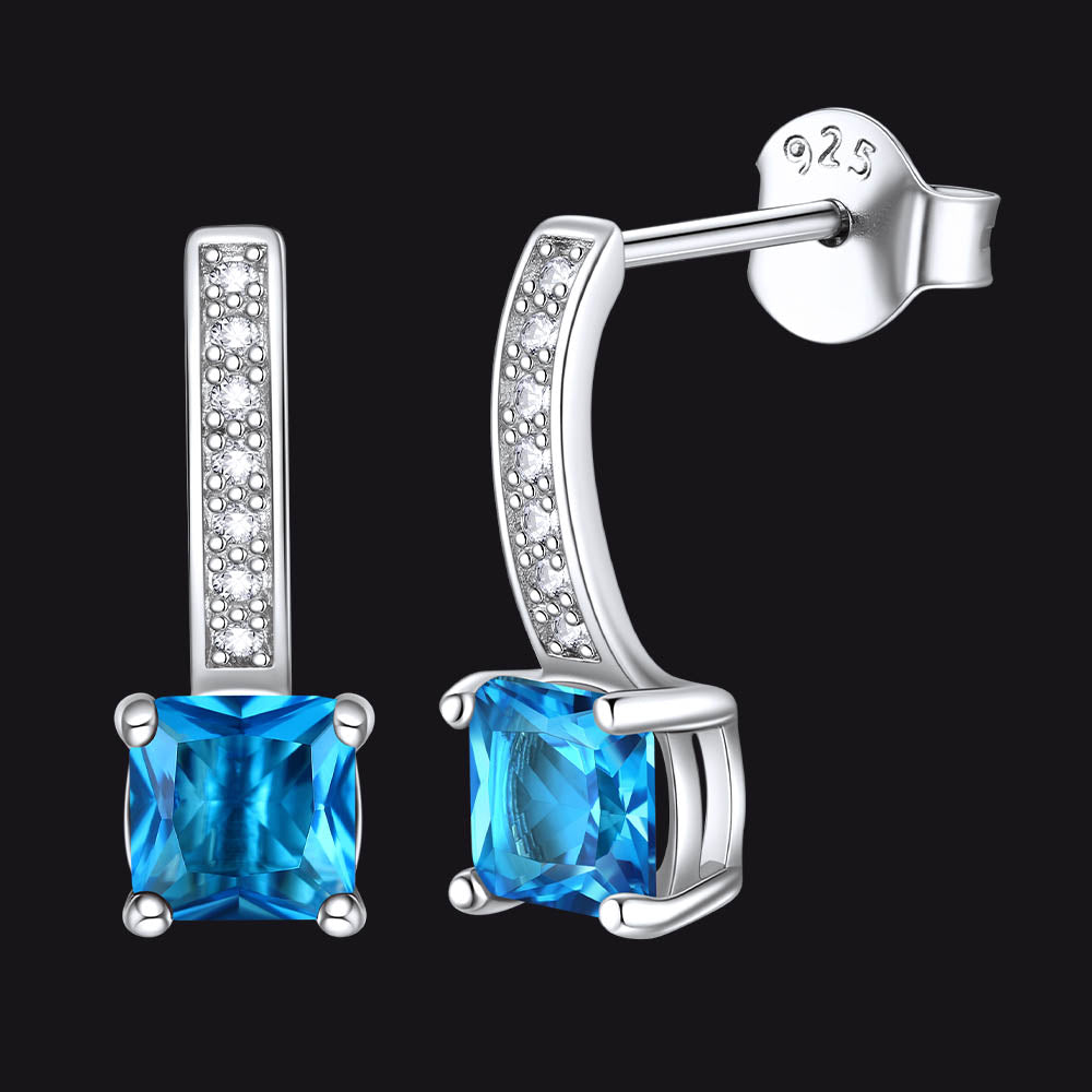 Dainty Birthstone Stud Drop Earrings for in Sterling Silver