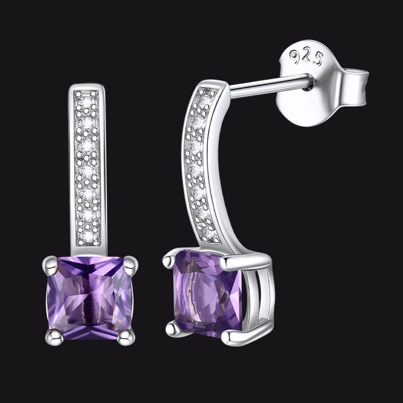 Dainty Birthstone Stud Drop Earrings for in Sterling Silver