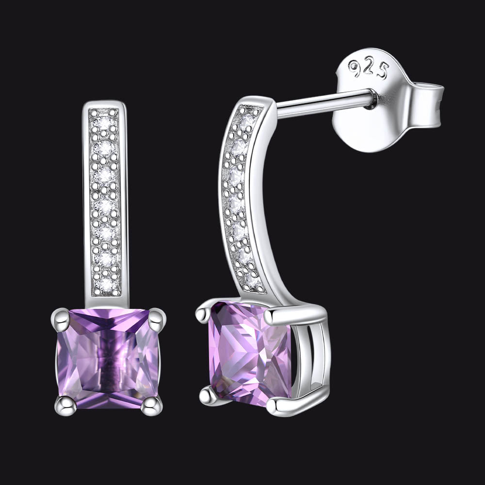Dainty Birthstone Stud Drop Earrings for in Sterling Silver