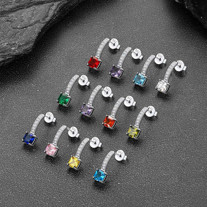 Dainty Birthstone Stud Drop Earrings for in Sterling Silver