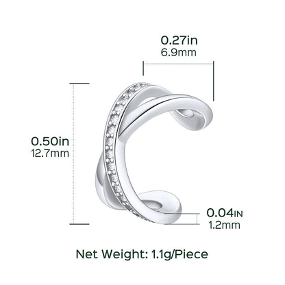 925 Sterling Silver Diamond Ear Cuff Earrings for