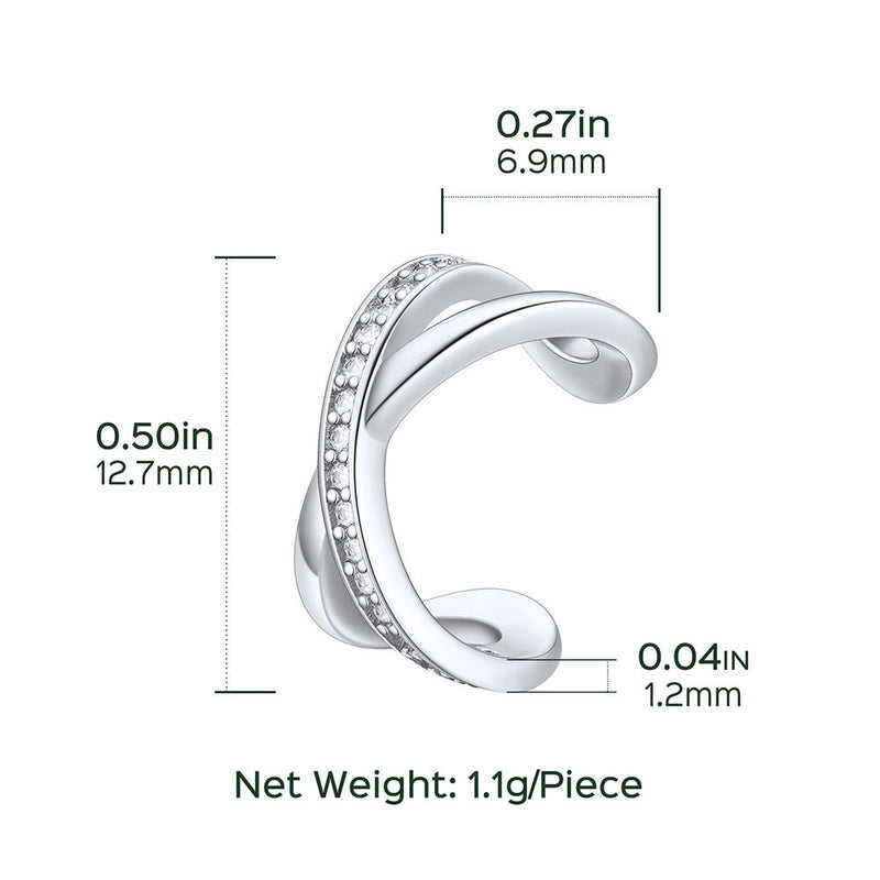 925 Sterling Silver Diamond Ear Cuff Earrings for