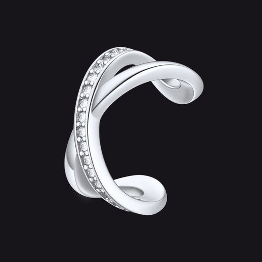 925 Sterling Silver Diamond Ear Cuff Earrings for