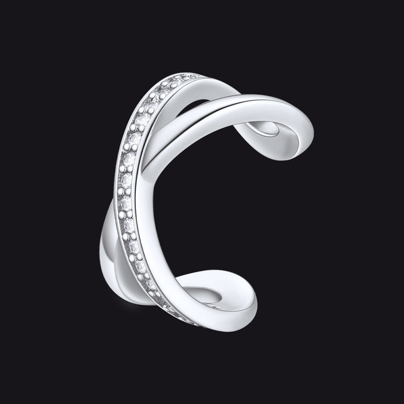 925 Sterling Silver Diamond Ear Cuff Earrings for
