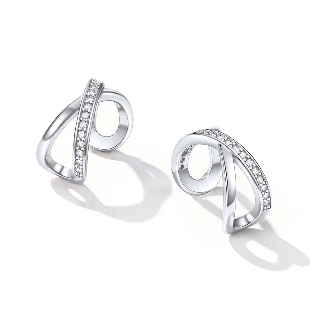 925 Sterling Silver Diamond Ear Cuff Earrings for
