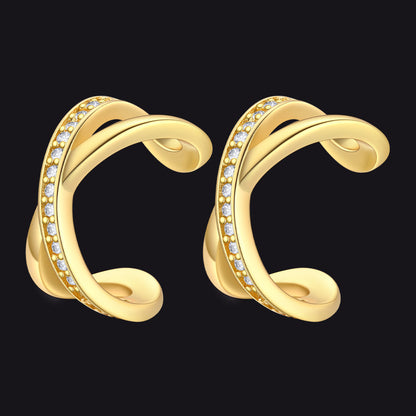 925 Sterling Silver Diamond Ear Cuff Earrings for