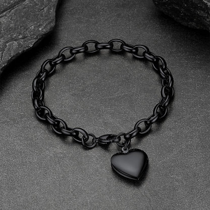 Personalized Heart Picture Locket Bracelet for Girlfriend