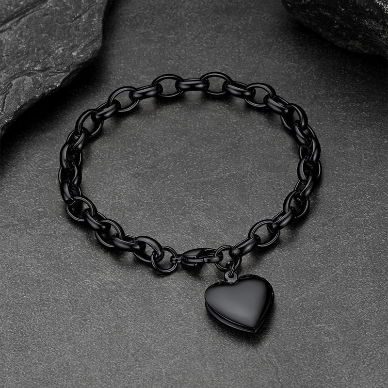 Personalized Heart Picture Locket Bracelet for Girlfriend