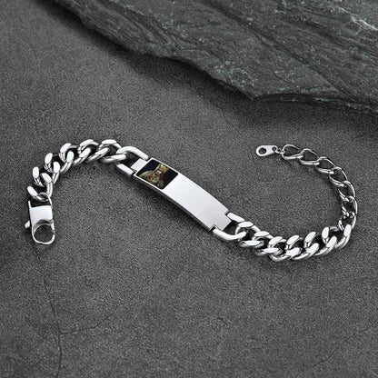Personalized Nameplate Cuban Link Chain Bracelet With Picture for