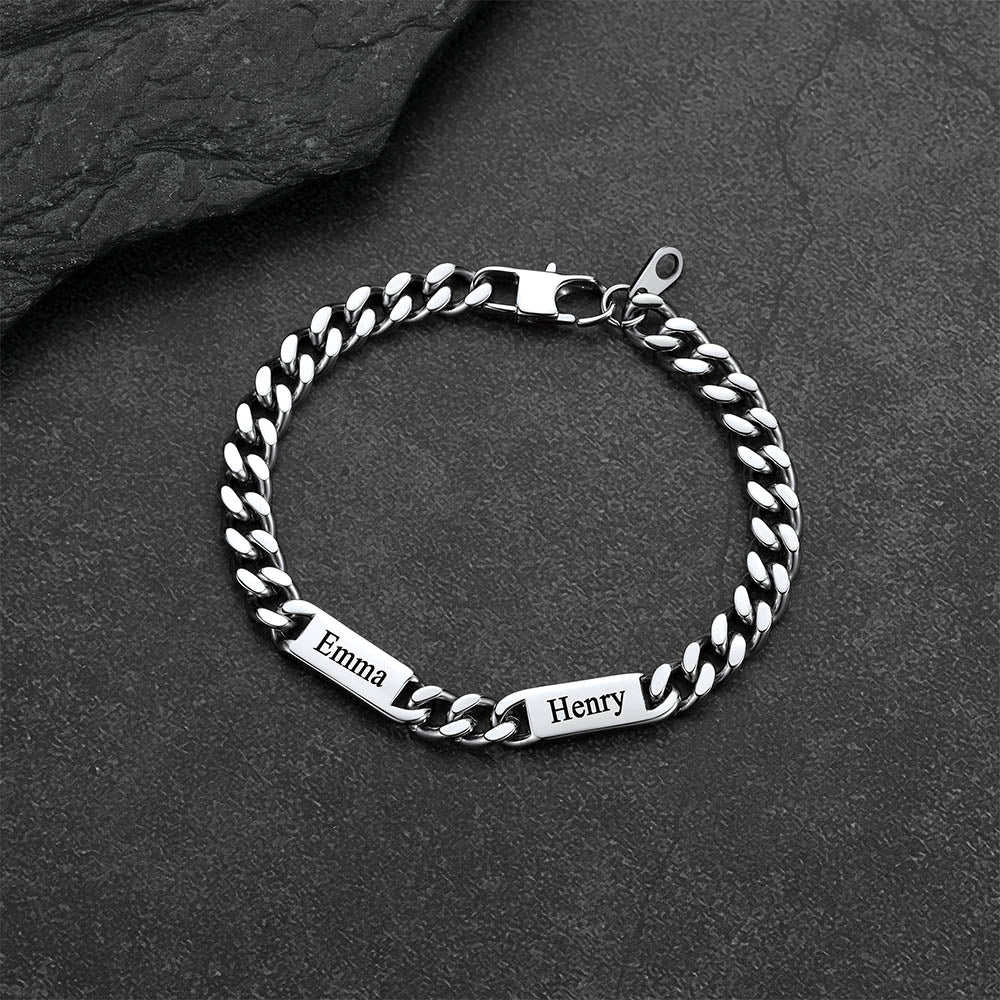 5/7mm Engraved Name Cuban Chain & Bracelet Gift Set for