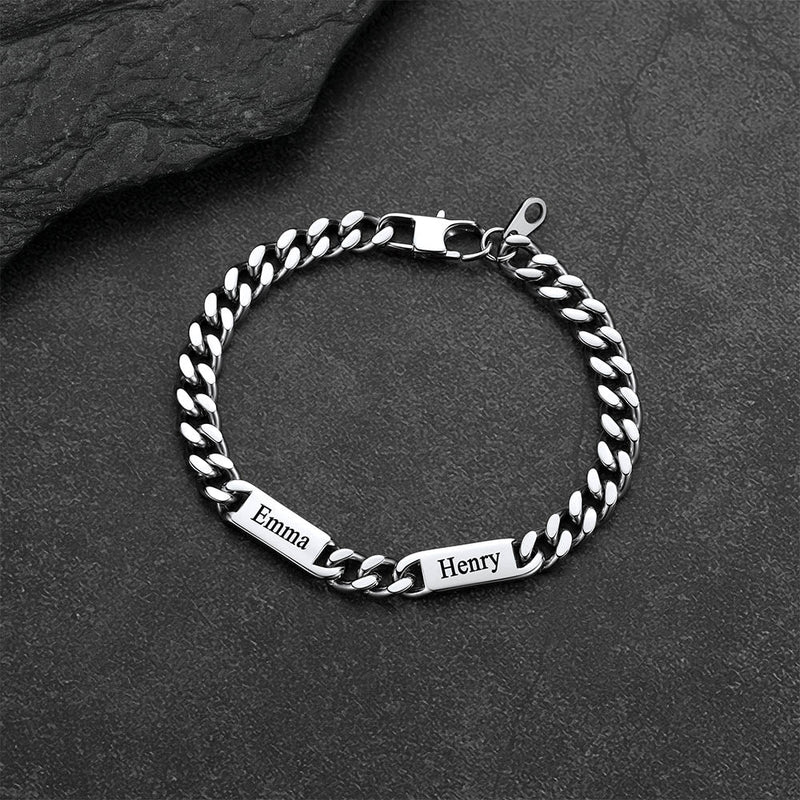5/7mm Engraved Name Cuban Chain & Bracelet Gift Set for