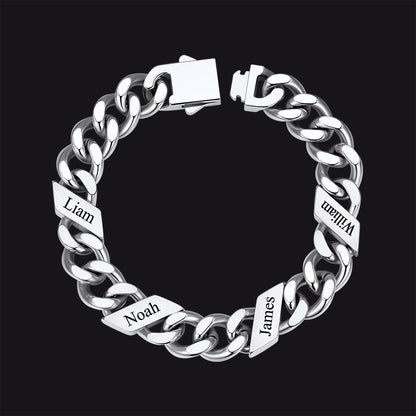 Custom Engraved Name Cuban Chain Bracelet for 7/9/12mm Width