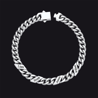 Custom Engraved Name Cuban Chain Bracelet for 7/9/12mm Width