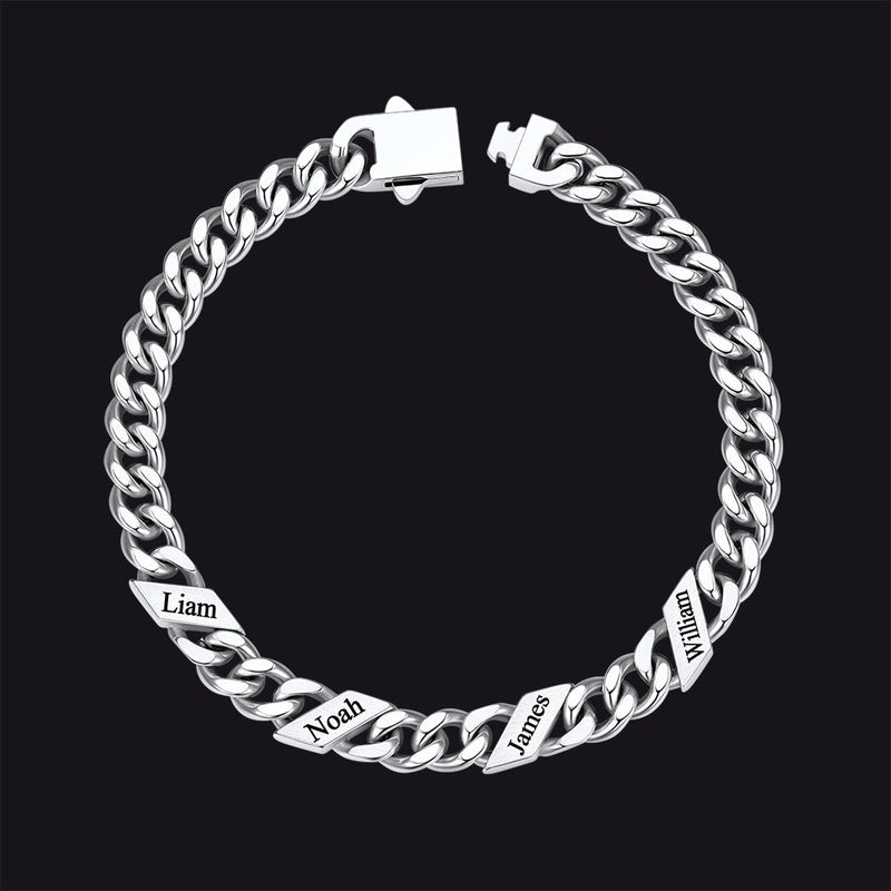 Custom Engraved Name Cuban Chain Bracelet for 7/9/12mm Width