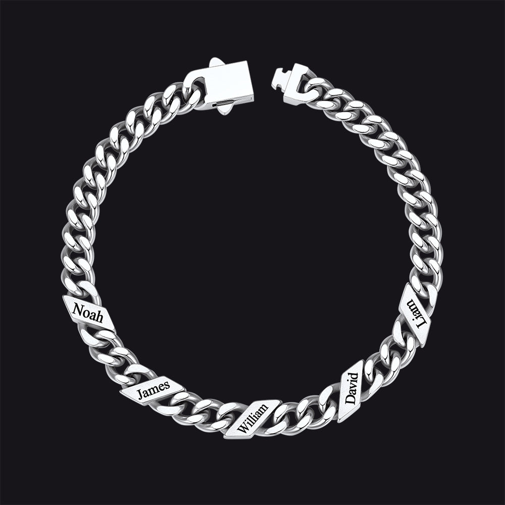 Custom Engraved Name Cuban Chain Bracelet for 7/9/12mm Width