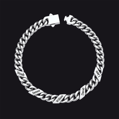 Custom Engraved Name Cuban Chain Bracelet for 7/9/12mm Width