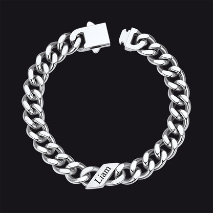 Custom Engraved Name Cuban Chain Bracelet for 7/9/12mm Width
