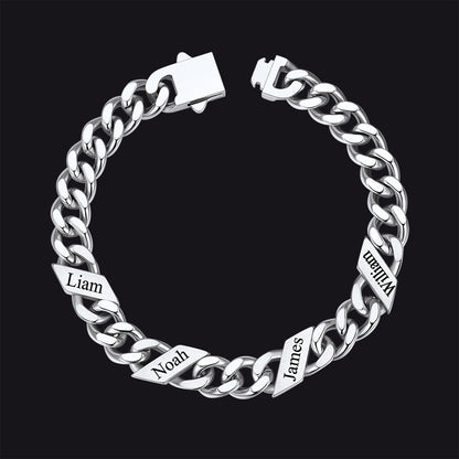 Custom Engraved Name Cuban Chain Bracelet for 7/9/12mm Width