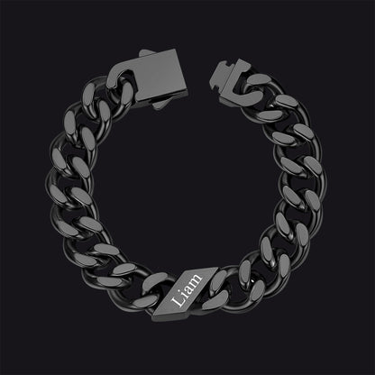 Custom Engraved Name Cuban Chain Bracelet for 7/9/12mm Width