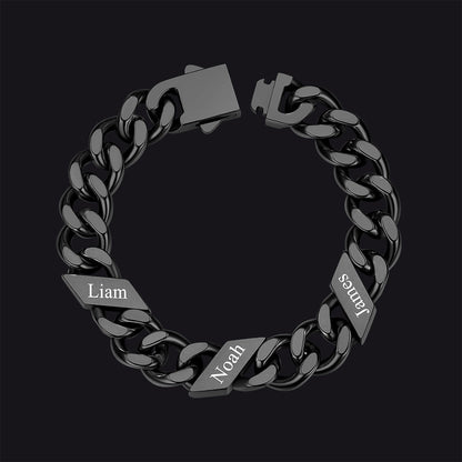 Custom Engraved Name Cuban Chain Bracelet for 7/9/12mm Width