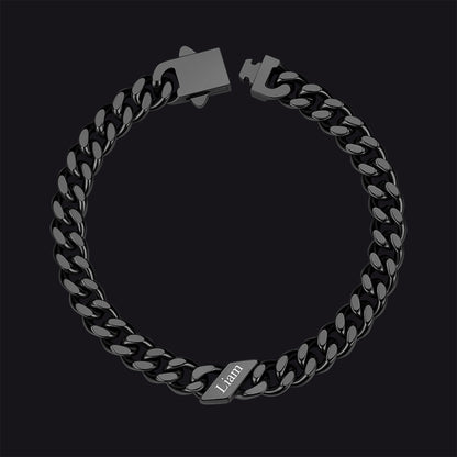 Custom Engraved Name Cuban Chain Bracelet for 7/9/12mm Width