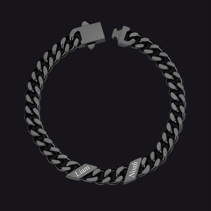 Custom Engraved Name Cuban Chain Bracelet for 7/9/12mm Width