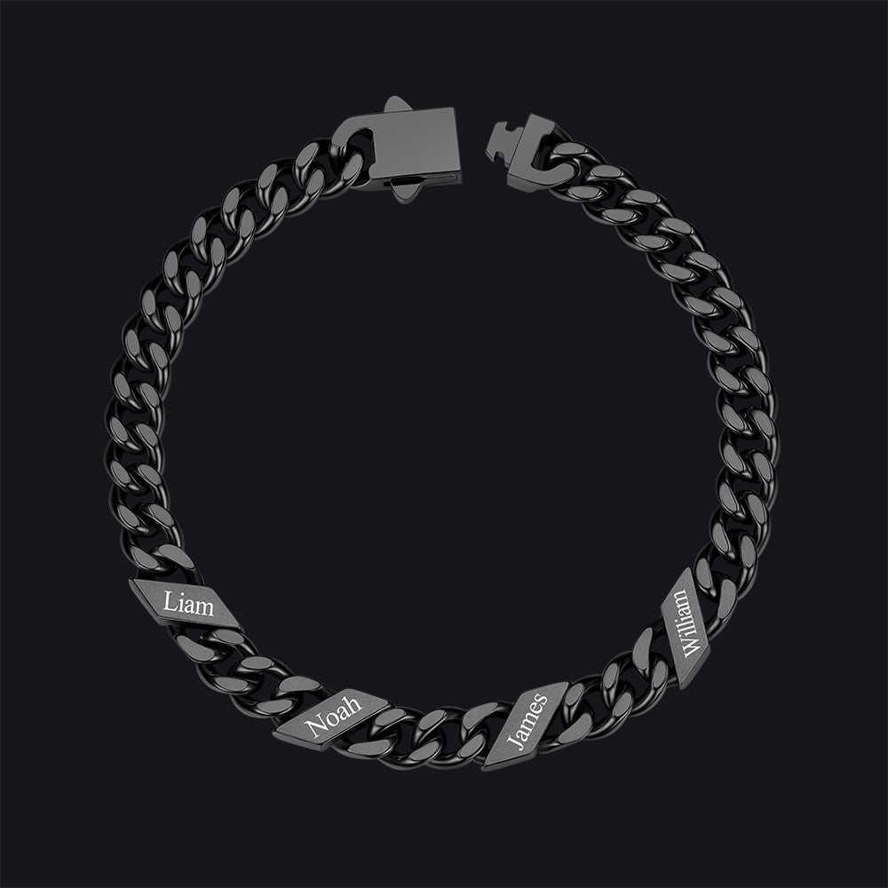 Custom Engraved Name Cuban Chain Bracelet for 7/9/12mm Width