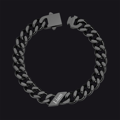 Custom Engraved Name Cuban Chain Bracelet for 7/9/12mm Width