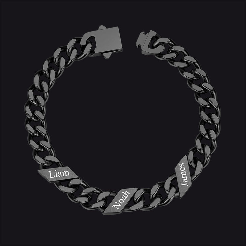 Custom Engraved Name Cuban Chain Bracelet for 7/9/12mm Width