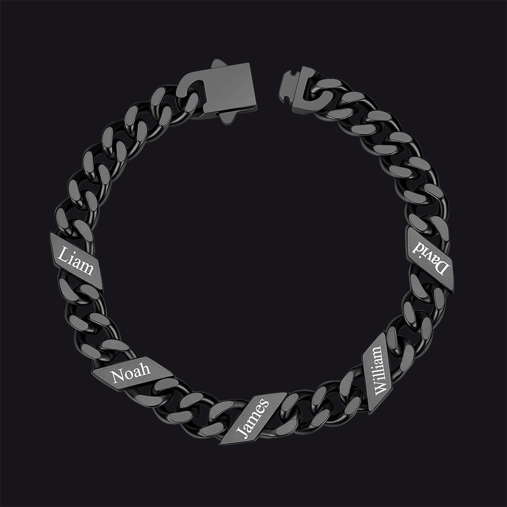 Custom Engraved Name Cuban Chain Bracelet for 7/9/12mm Width