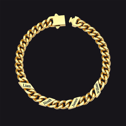 Custom Engraved Name Cuban Chain Bracelet for 7/9/12mm Width