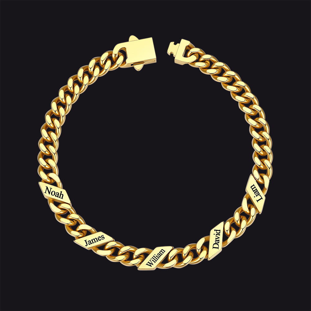 Custom Engraved Name Cuban Chain Bracelet for 7/9/12mm Width