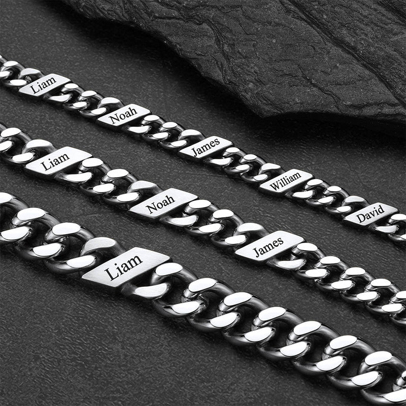 Custom Engraved Name Cuban Chain Bracelet for 7/9/12mm Width