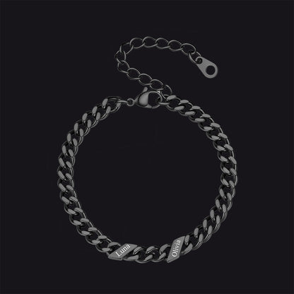 Custom Engraved Name Cuban Link Chain Bracelet for