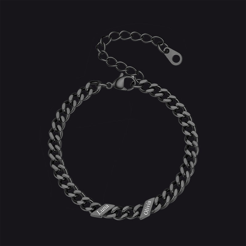 Custom Engraved Name Cuban Link Chain Bracelet for