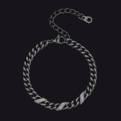 Custom Engraved Name Cuban Link Chain Bracelet for