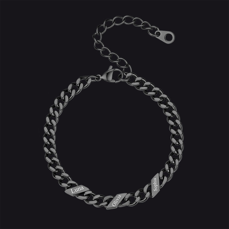 Custom Engraved Name Cuban Link Chain Bracelet for