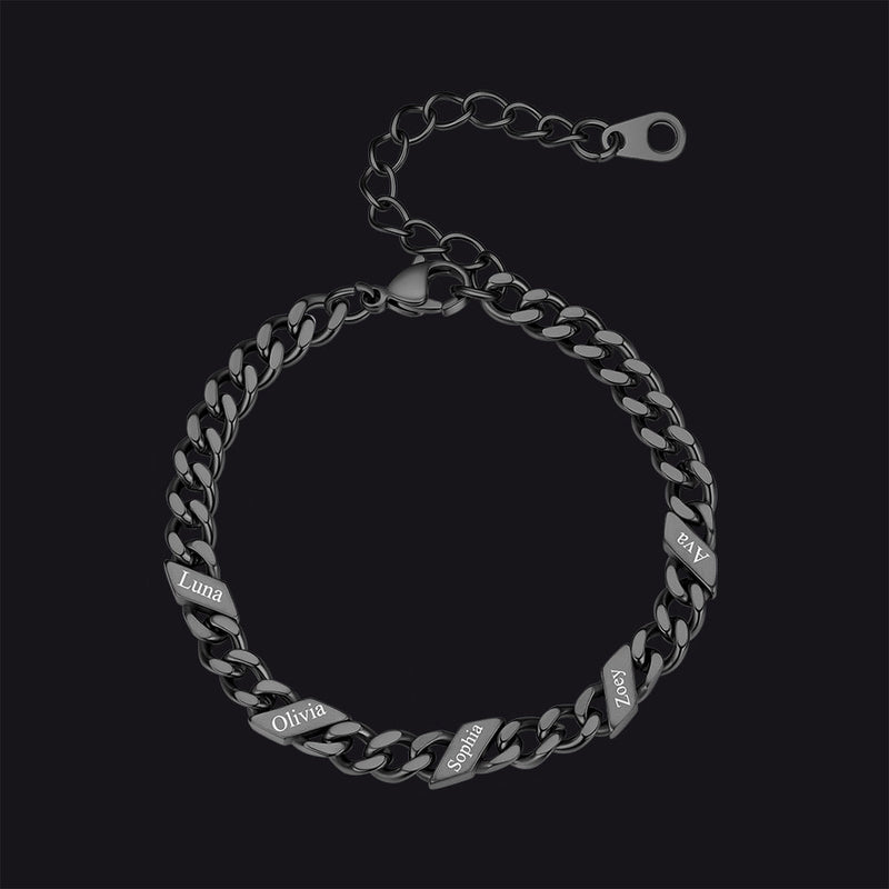 Custom Engraved Name Cuban Link Chain Bracelet for