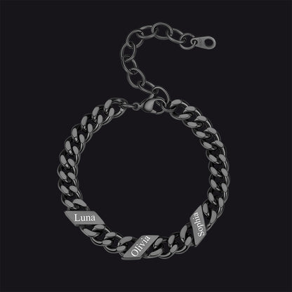 Custom Engraved Name Cuban Link Chain Bracelet for
