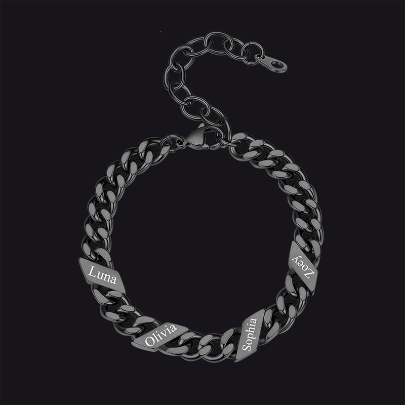 Custom Engraved Name Cuban Link Chain Bracelet for