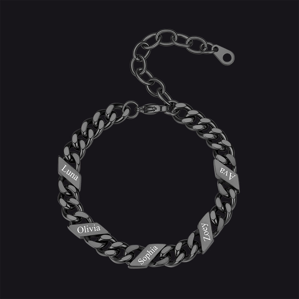 Custom Engraved Name Cuban Link Chain Bracelet for