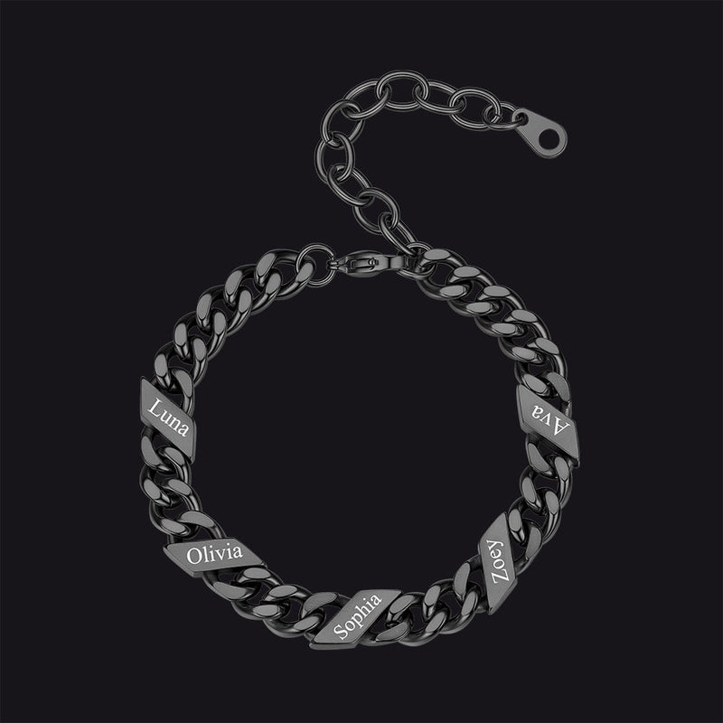 Custom Engraved Name Cuban Link Chain Bracelet for