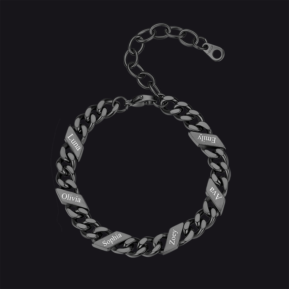 Custom Engraved Name Cuban Link Chain Bracelet for