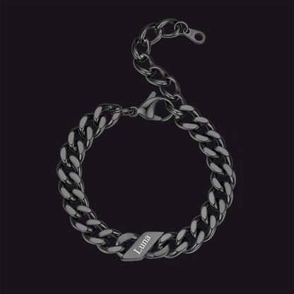 Custom Engraved Name Cuban Link Chain Bracelet for