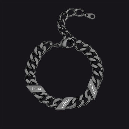 Custom Engraved Name Cuban Link Chain Bracelet for